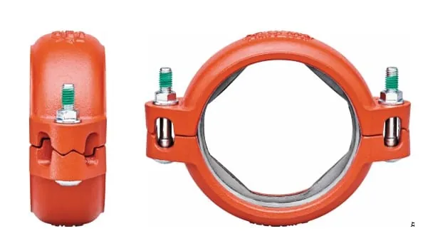 Sprinklerrohrkupplung rot in zwei Ansichten