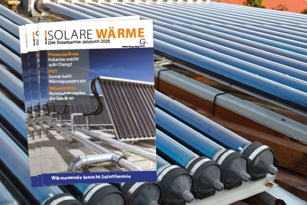 Mit der Sonne heizen, wohnen und produzieren: Das neue Jahrbuch „Solare Wärme 2026“ zeigt auf 116 Seiten, wie Solarthermie zur Wärmewende beiträgt.