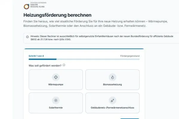 ZVSHK-Förderrechner zur neuen BEG ist online