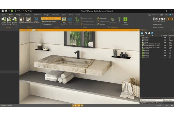 Per Klick entsteht aus der Badplanung in Palette CAD ein fotorealistisches Rendering.