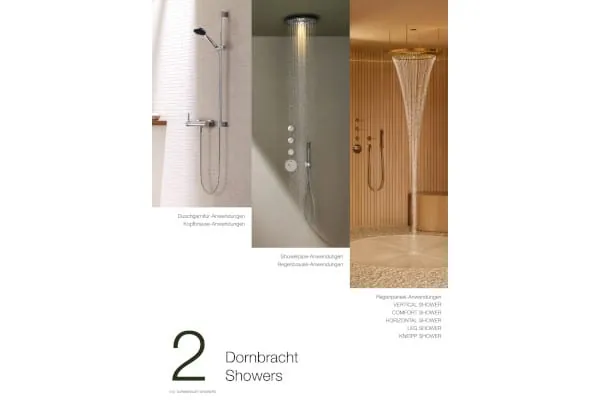 Das Showerbook von Dornbracht inszeniert rund 50 verschiedene Duschanwendungen.