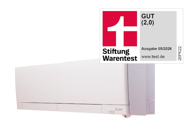 Das MSZ-RZ Wandgerät von Mitsubishi Electric setzt auf das Kältemittel R290 (Propan). Es wurde von Stiftung Warentest als Testsieger ausgezeichnet.
