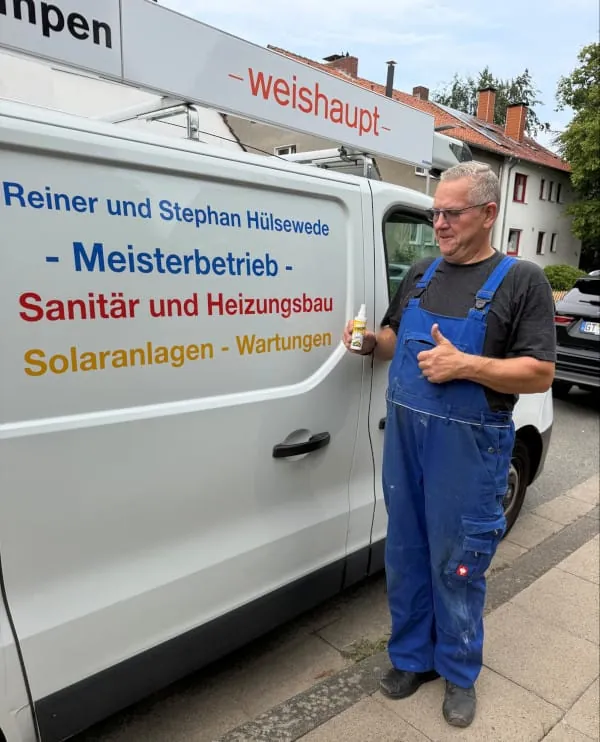SHK-Unternehmer Stephan Hülsenwede setzt WorkFresh von GoFresh 24/7 in seinem Betrieb ein.