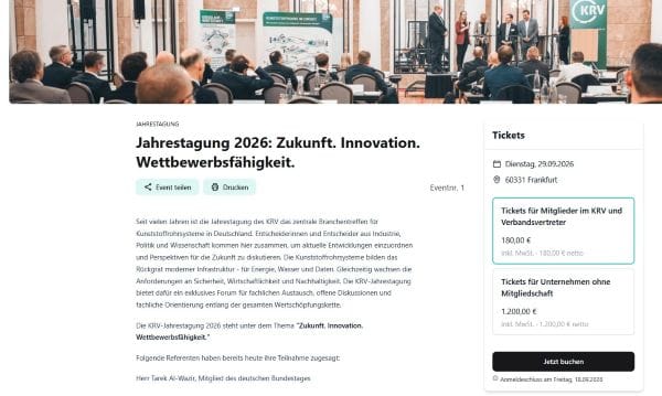 Zukunft. Innovation. Wettbewerbsfähigkeit: KRV-Jahrestagung 2026 bringt Politik, Wirtschaft und Wissenschaft nach Frankfurt am Main