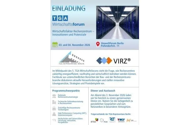 Unter dem Leitthema „Wirtschaftsfaktor Rechenzentrum: Innovationen und Potenziale“ diskutieren Fachleute aus der Bau-, TGA- und Rechenzentrumsbranche aktuelle Entwicklungen, Herausforderungen und Lösungsansätze.