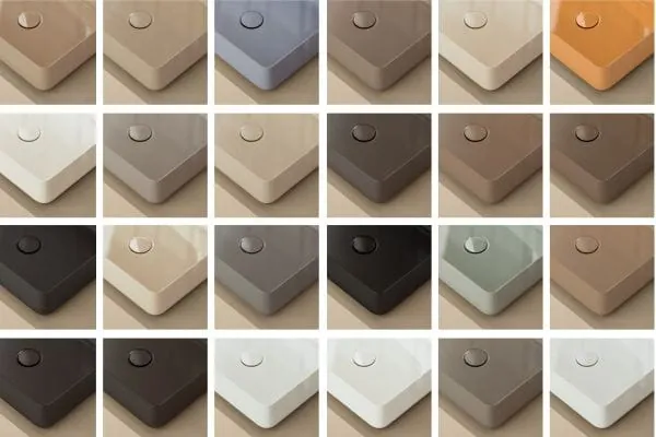 BetteAlva eröffnet mit den Key & Bespoke Colours ein breites Spektrum an Gestaltungsmöglichkeiten. Die vielfältigen Farboptionen reichen von dezenten, harmonischen Nuancen bis zu markanten Statement-Tönen und machen den Waschtisch zur passenden Lösung für unterschiedlichste Stilwelten, vom privaten Bad bis zum Hotel- und Gastronomiekonzept.